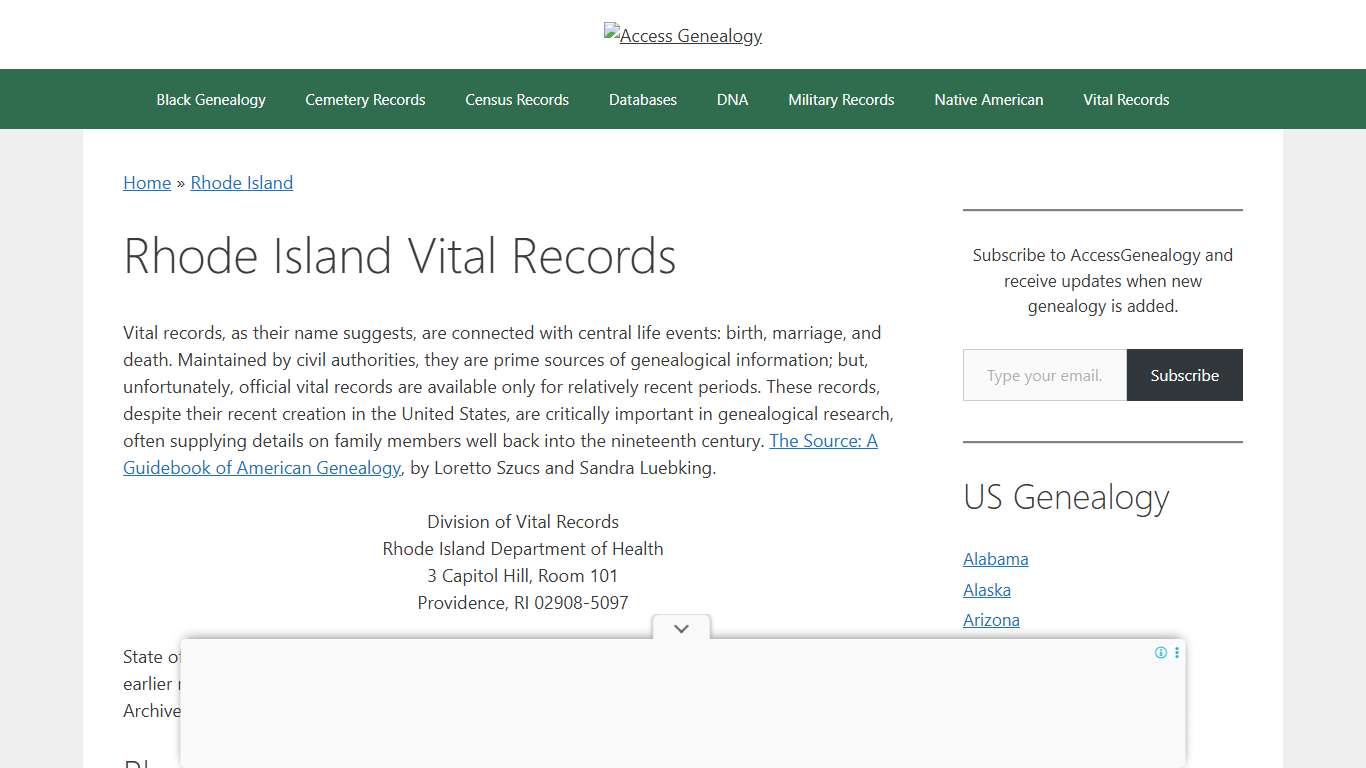 Rhode Island Vital Records – Access Genealogy